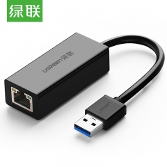 绿联（UGREEN）千兆有线网卡 USB转RJ45网线接口 USB3.0外置网口转换器 任天堂Switch转接器 黑色  WL.128