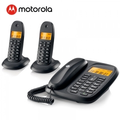 摩托罗拉(Motorola)CL102C数字无绳电话机座机子母机中文显示免提套装办公一拖二固定无线座机(黑色) IT.229