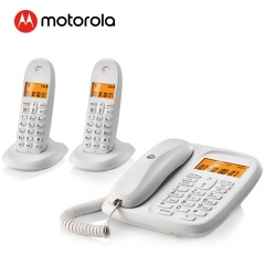 摩托罗拉(Motorola)CL102C数字无绳电话机座机子母机中文显示免提套装办公一拖二固定无线座机(白色)  IT.230
