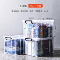 禧天龙 透明大号收纳箱 塑料储物箱整理箱 直角加厚抗压 45L 1个装 6030 QJ.503