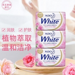 花王（KAO）香皂white天然植物沐浴玫瑰护肤香皂 洁面皂沐浴皂肥皂130g*3 QJ.567