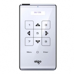 爱国者（aigo）2TB USB3.0 移动硬盘 M21 银色 触控式 自动休眠上锁 加密移动硬盘 PJ.927