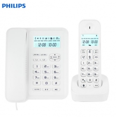 飞利浦（PHILIPS）无绳电话机 无线座机 子母机 办公家用 信号覆盖广 屏幕白色背光 DCTG167一拖一白色