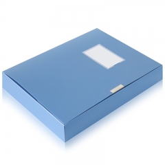 得力(deli)12只 55mm便携可折叠档案盒 A4文件盒资料盒 蓝5643
