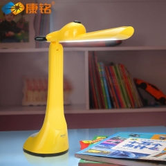 康铭 KM-S605 LED触摸式无极调光三种色温带夜灯可折叠可供电USB接口 卡通造型儿童卧室床头读写台灯 黄色