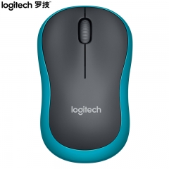 罗技（Logitech）M185(M186) 鼠标 无线鼠标 办公鼠标 对称鼠标 黑色蓝边 带无线2.4G接收器