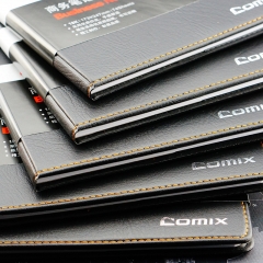 齐心(COMIX)A6 74张简约系列皮面笔记本/记事本/日记本子 黑色 办公文具 C4614