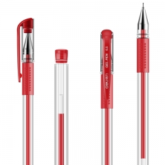得力(deli)0.5mm半针管中性笔签字水笔 12支/盒红色