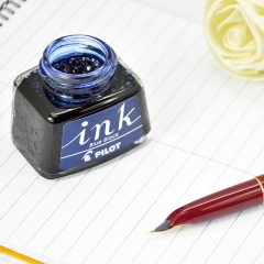 日本百乐（PILOT）非碳素墨水 不堵笔钢笔墨水30ml 蓝黑INK-30-BB原装进口