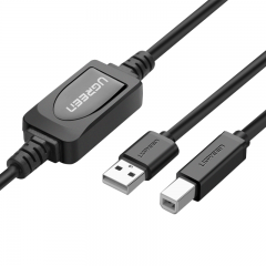 绿联（UGREEN）高速USB打印机数据线 2.0方口连接线AM/BM 适用佳能爱普生惠普打印机 带信号放大器10米 10374