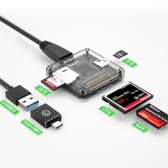 绿巨能（llano）USB3.0读卡器 多功能读卡器 多盘符 支持TF/SD/MS/CF存储卡等+Type-C转接头 安卓OTG转换器