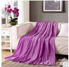 迎馨 毛毯家纺 四季毯子可做盖毯床单午休被素色珊瑚绒毛毯 150*200cm 紫色   货号100.ZD622