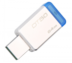 非现货7日达 金士顿（Kingston）USB3.1 64GB 金属U盘 DT50  蓝色 货号100.S1295