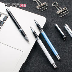 爱好（AIHAO） 中性笔0.5m学生金属水笔大容量黑红色碳素签字笔笔芯黑色8721 货号100.SQ156 白色1支
