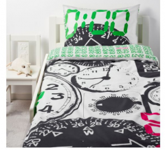 宜家TITTAPÅ 泰特伯 儿童被套和枕套 150厘米×200厘米 白色/黑色