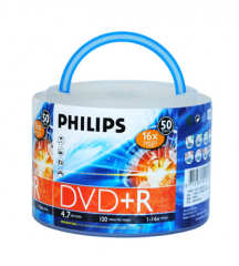 飞利浦（PHILIPS）DVD+R光盘/刻录盘 16速4.7G 手拎桶 桶装50片 货号100.JQ054