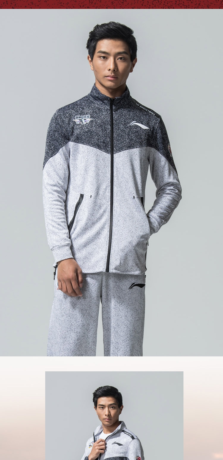 李宁 男子卫衣cba篮球系列开衫运动服冬季awdm923-1 白黑渐变 货号100