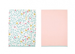 宜家 UDDIG 乌迪格 厨房用巾 50厘米×70厘米 淡粉红色/带有圆点 2件