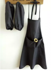 陶艺围裙   成人款  双肩加长背带黑厚帆布    货号100.hx